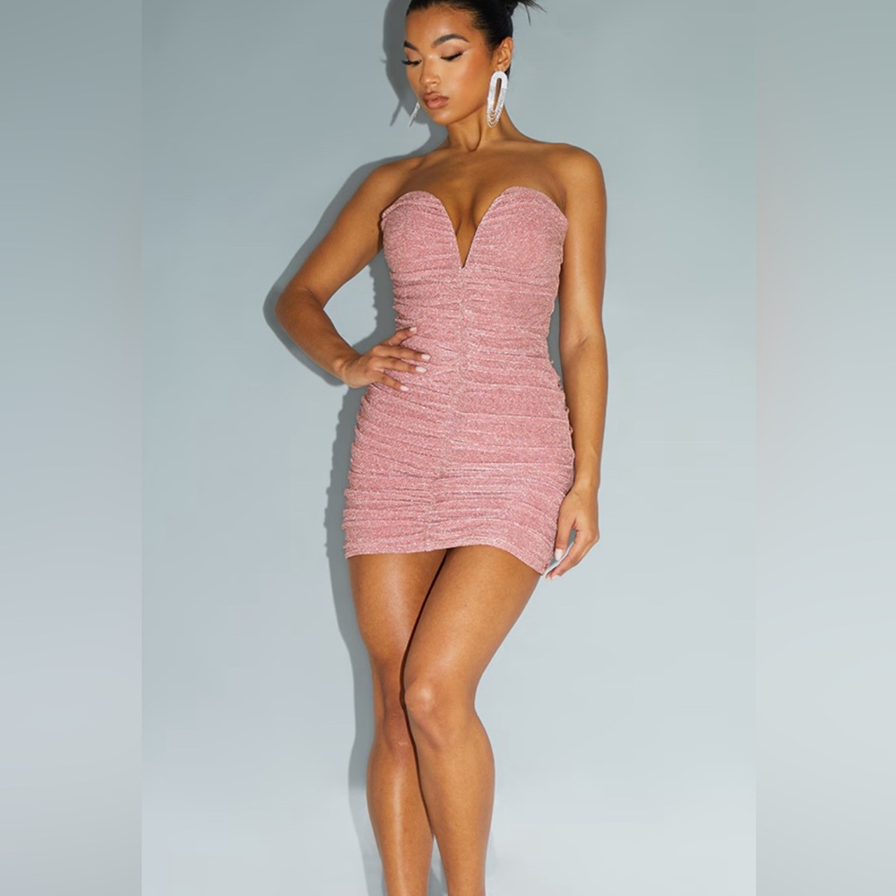 Pink glitter mini dress